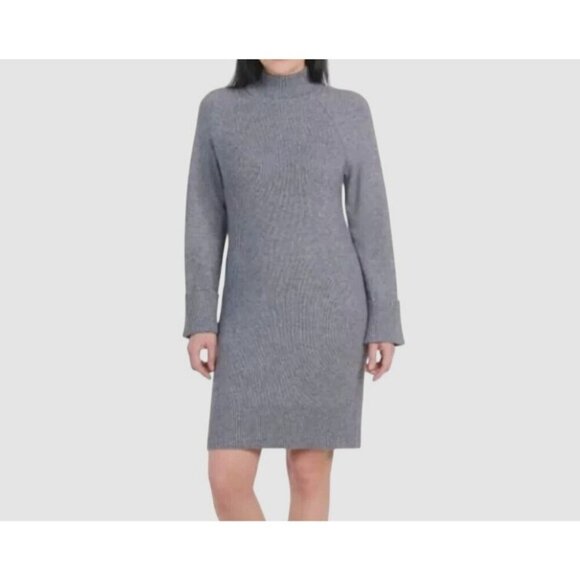 Hilary Radley Dresses & Skirts - NEW Hilary Radley Womens Size M Grey Ribbed Knit Mini Sweater Dress Gray